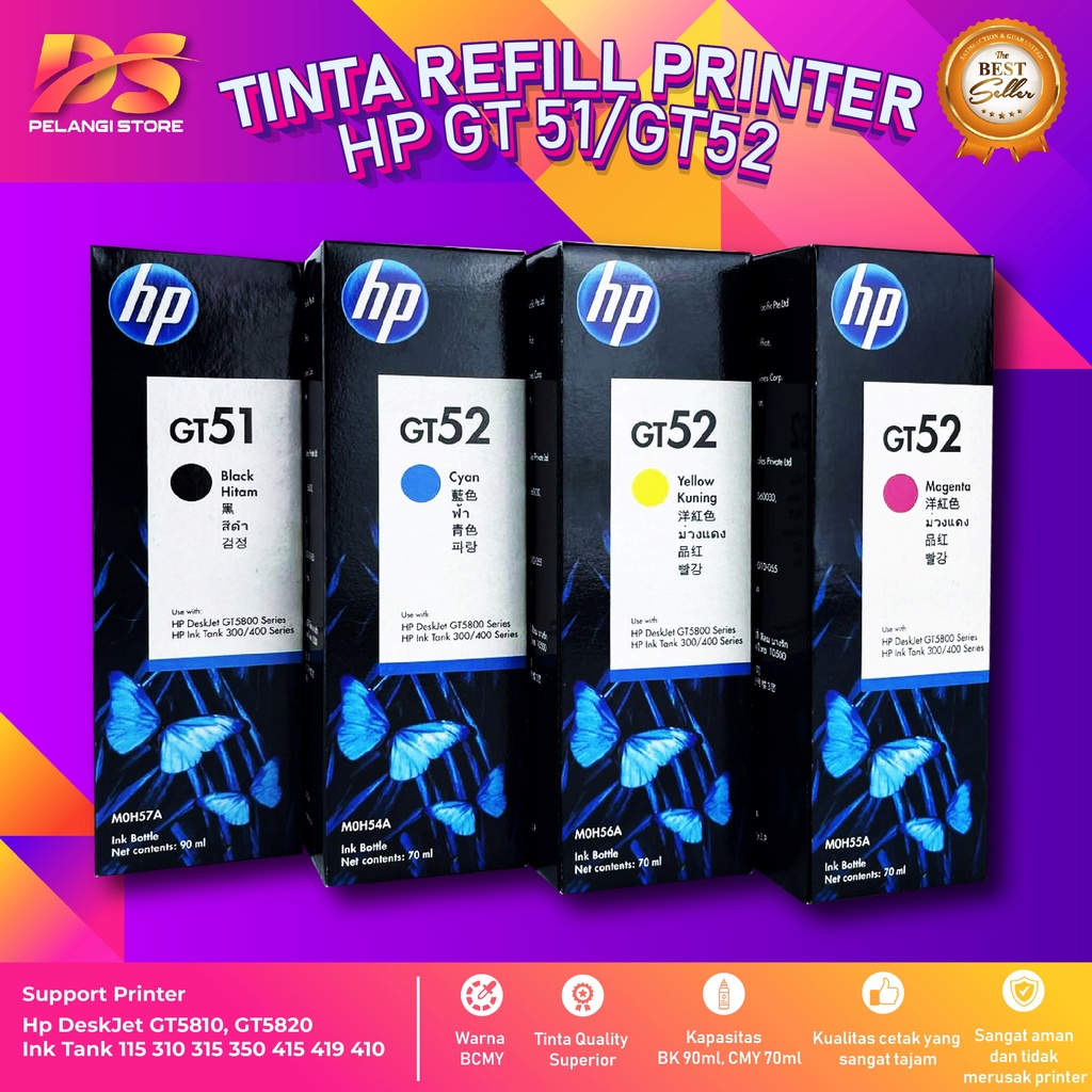 Tinta HP GT51 GT52 Tinta Printer GT5810 L9U63A GT5820 M2Q28A