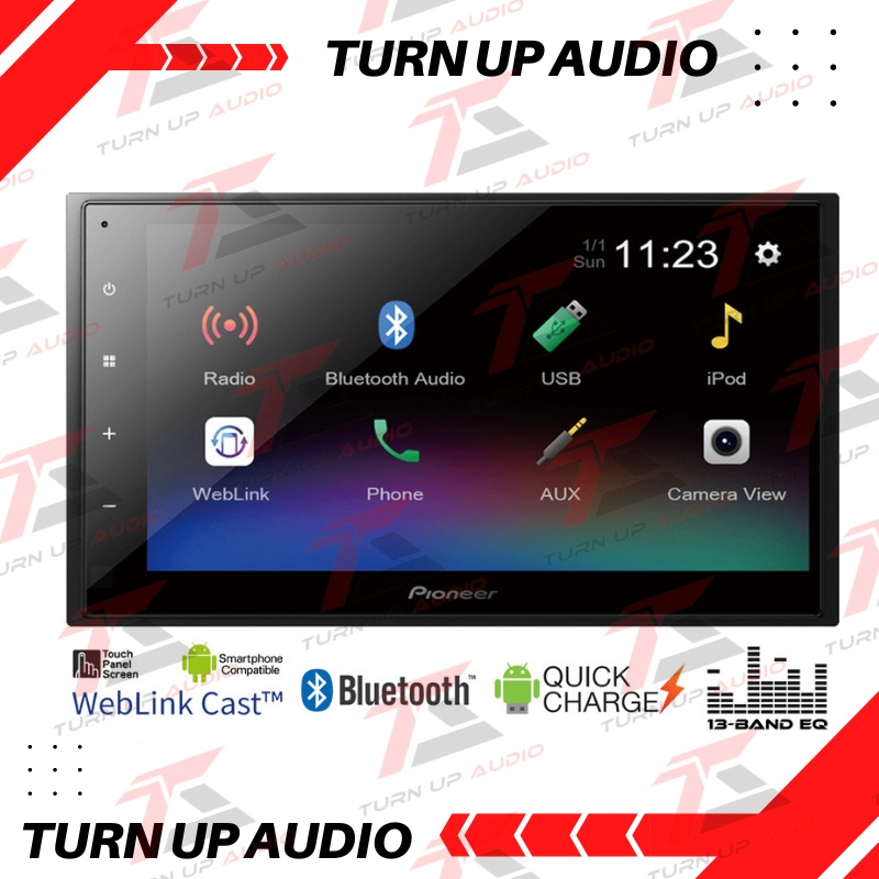 Head Unit Double Din PIONEER DMH-A345BT Bluetooth Mirroring USB AUX | AUDIO MOBIL | TV MOBIL