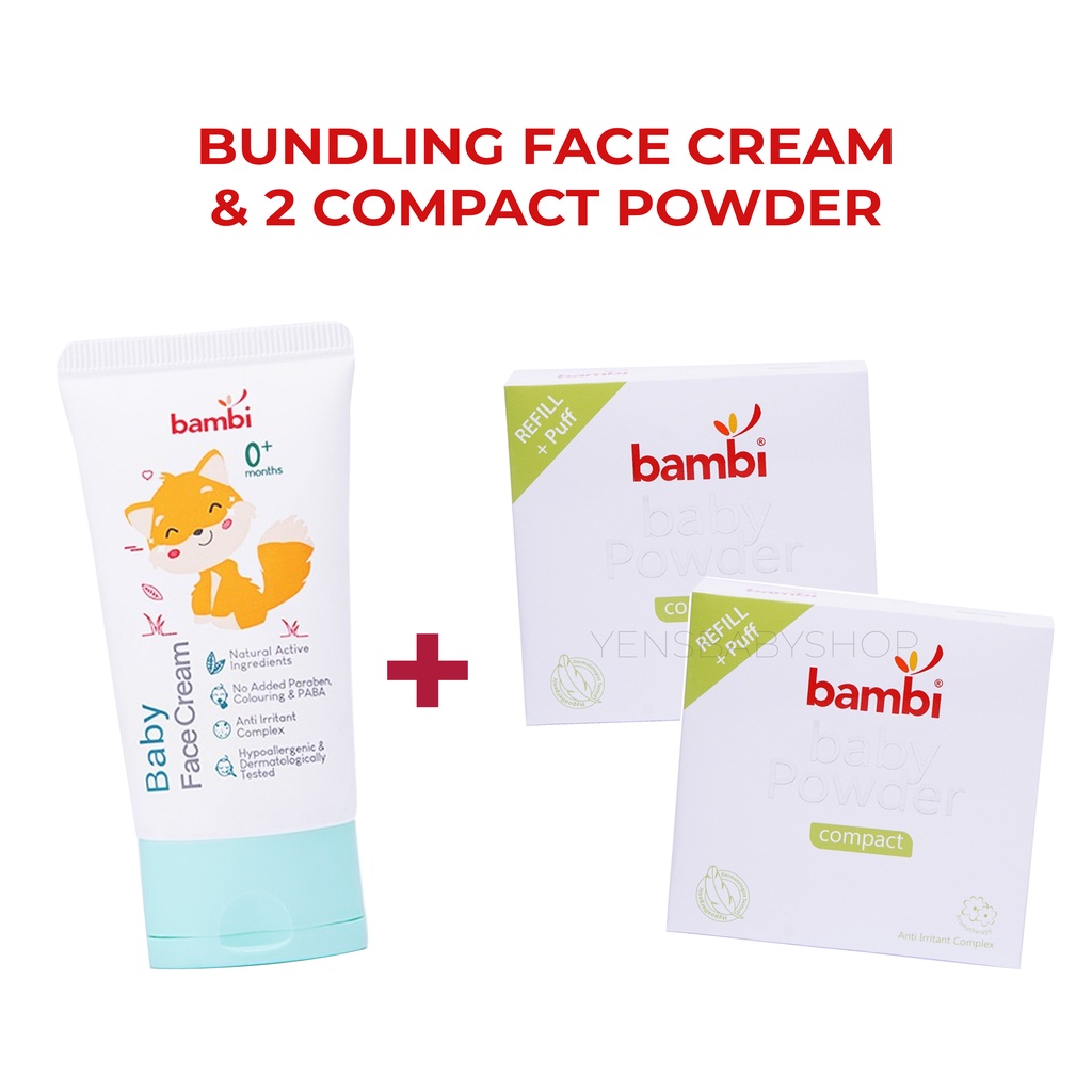 BAMBI Special Bundling Baby Face Cream 50ml dan Bambi Baby Compact Powder 40gr