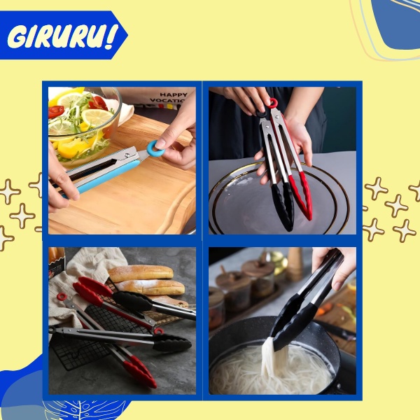 TONGS FOOD STAINLESS SILICONE / PENCAPIT KUE DAN GORENGAN TAHAN PANAS/ TONGS FOOD ANTI LENGKET MURAH / CAPIT GORENGAN MAKANAN | CAPIT MASAK GORENG | PENJEPIT CAPITAN KUE MAKANAN GORENGAN SILIKON 27 CM / Capitan Jepitan Makanan Gorengan/Capitan Silicon