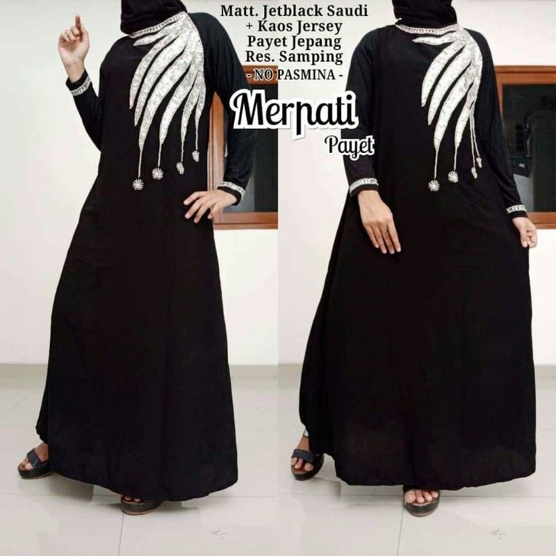 Abaya bordir merpati silver premium