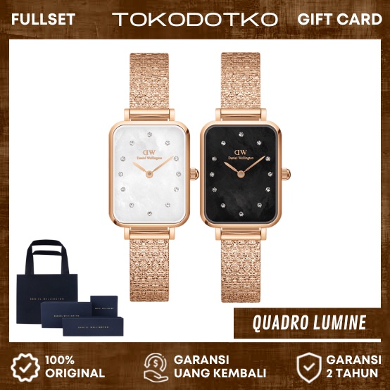 (Original 100% - Garansi 2 Thn) Jam Tangan Daniel Wellington Original Wanita Quadro Lumine Free Box Set  Dan Kartu Ucapan | Jam Tangan DW Original