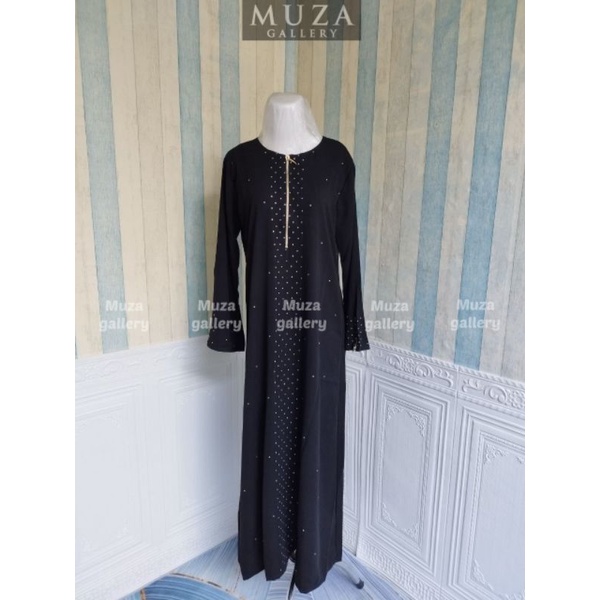 MUZA ABAYA HITAM ZIPER MATA