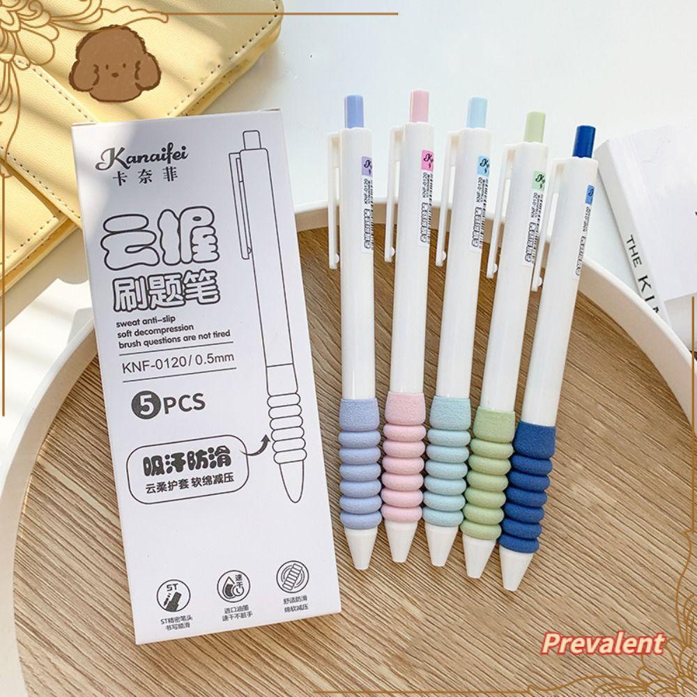 Preva 5PCS/Set Press Pena Netral Hadiah Kualitas Tinggi Sekolah Kantor Alat Tulis Soft Grip Gel Pen