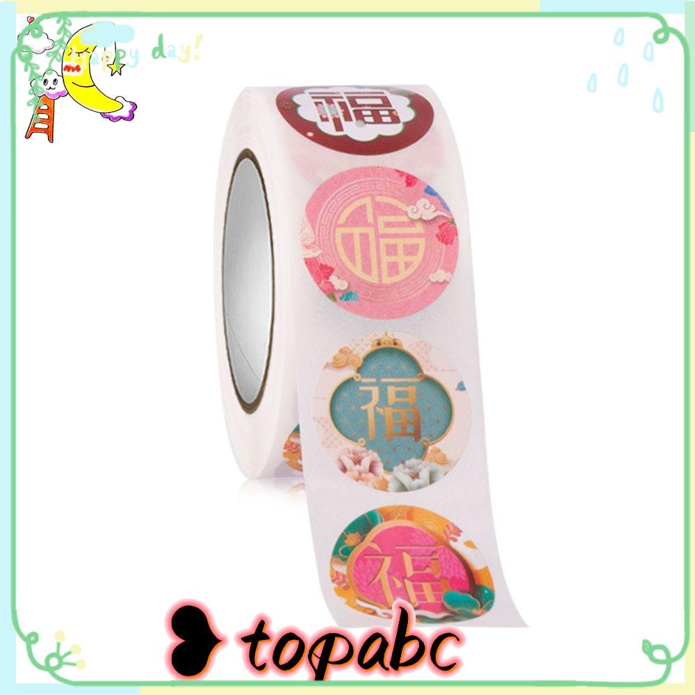 Top 500pcs/roll Stiker Happy New Year Party Gift Box Label Pembungkus Kado Tag Tahun Baru|Stiker Festival Musim Semi