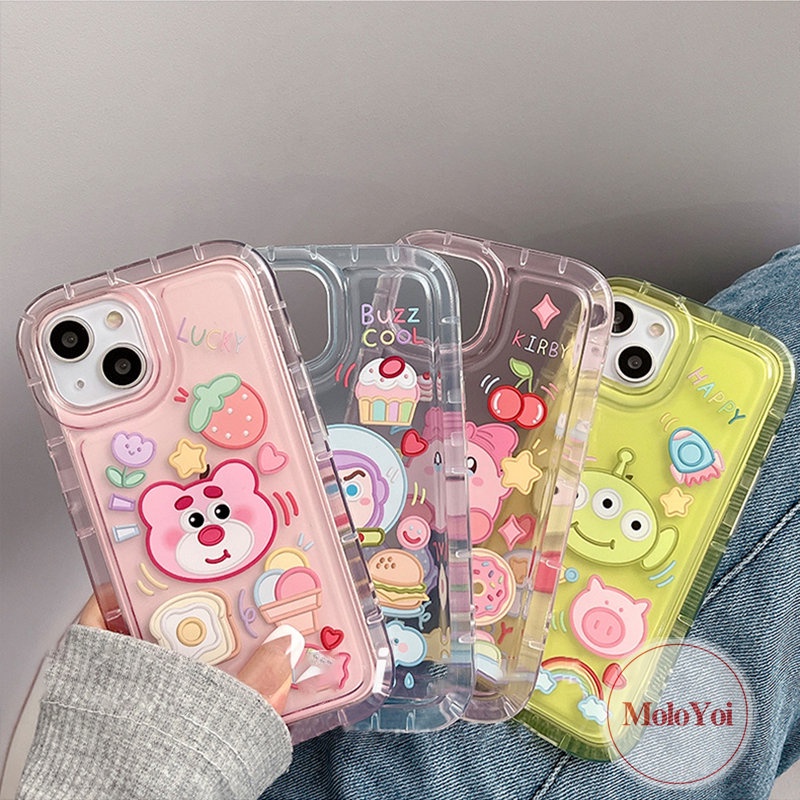 Casing Beruang Strawberry Lucu Kompatibel Untuk iPhone 11xr 7plus 78 6 6S Plus 14 13 12 Pro MAX X XS MAX Stiker Kartun Kirby Cherry Candy Shockproof Airbag Lembut TPU Phone Cover