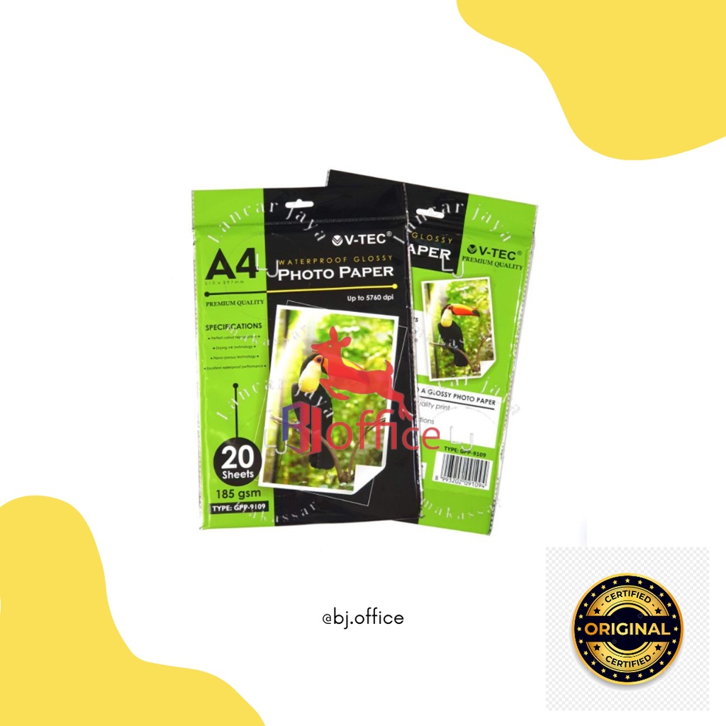 

Photo Paper Glossy V-Tec A4 185 Gsm GPP-9109