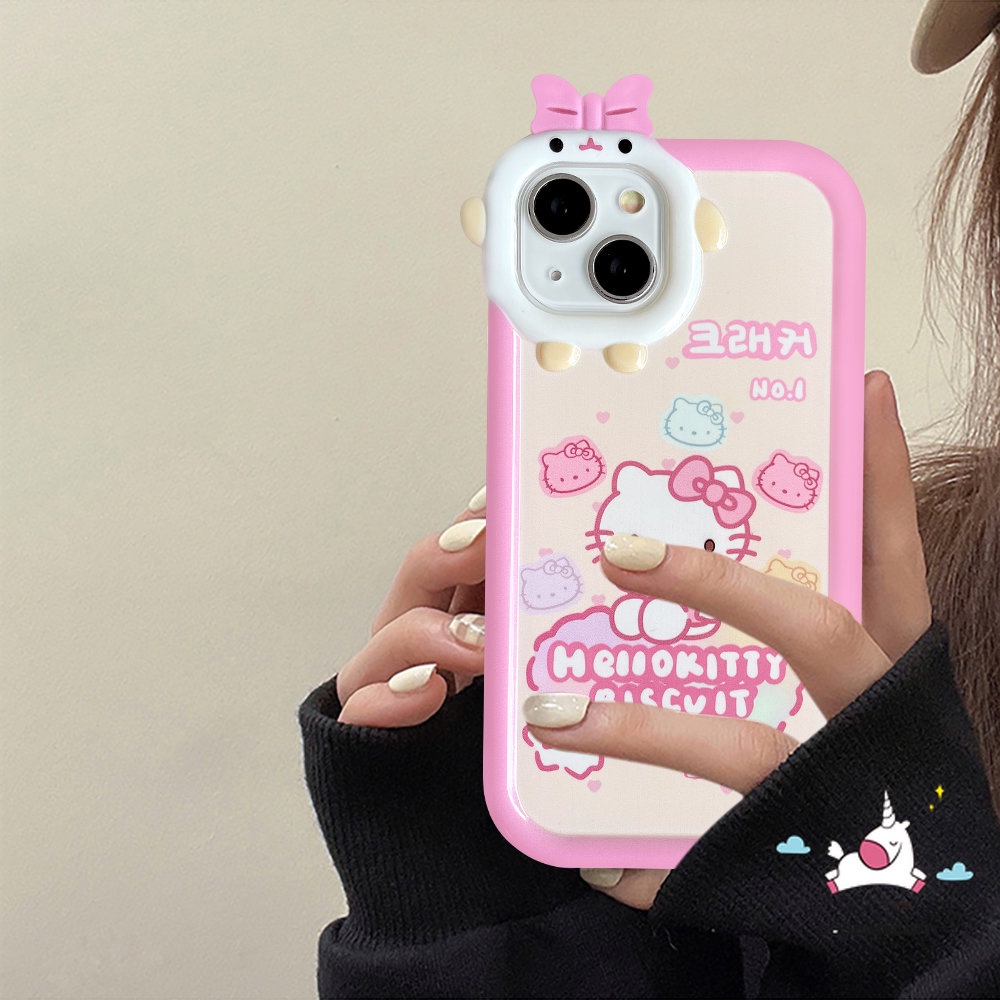 Redmi A1+9T 9 9A 10 10A 10C 9C NFC Note 10s 8 9 11 11Pro+10 11s 10Pro Mi 11Lite POCO M3 X3 NFC Pro Lucu Hello Kitty Kartun 3D Bow Little Monster Lens Soft Case