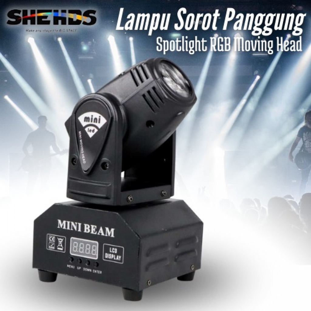 SHEHDS Lampu Sorot Panggung LED Berputar Spotlight RGB DMX 10W