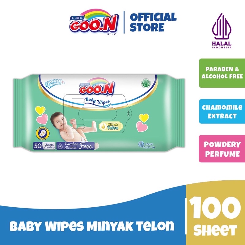 Goon Baby Wipes Minyak Telon Tissue Tisu Basah Bayi Non Alkohol 50S