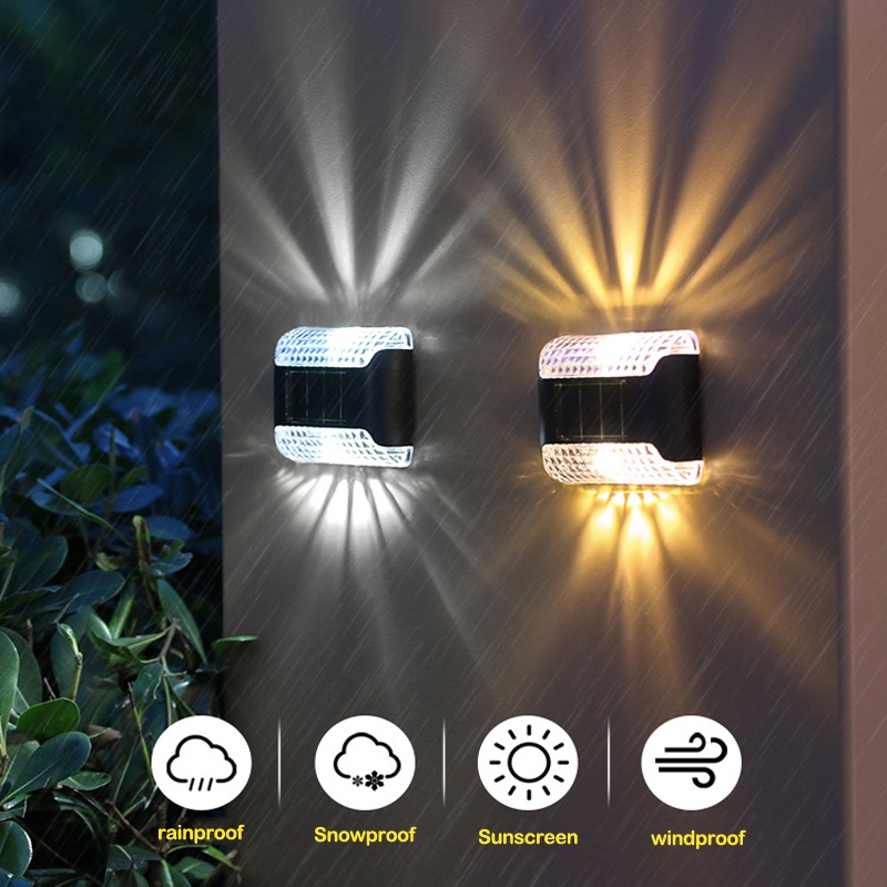 [Unggulan] Lampu Dinding Solar 2led ],Smart Sensing Automatic Switch Lamp, Cahaya Putih Efek Pencahayaan Hangat Penerangan Hias,Lampu Injak Dinding Pintu Teras Taman Outdoor Waterproof