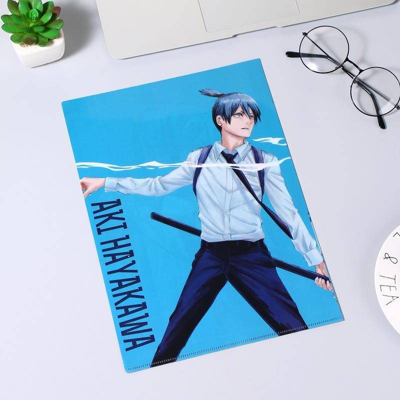 Anime Chainsaw Man Kawaii A4 Pattern Storage File Folder PVC Tempat Dokumen Kertas Kantor Bentuk L Tas Dokumen Denji Makima Aki Hayakawa Power Pochita In Stock New Arrival LY