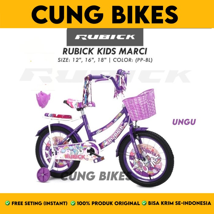 Sepeda Anak Perempuan mini ukuran 12 16 18 Inch RUBICK MARCI Keranjang