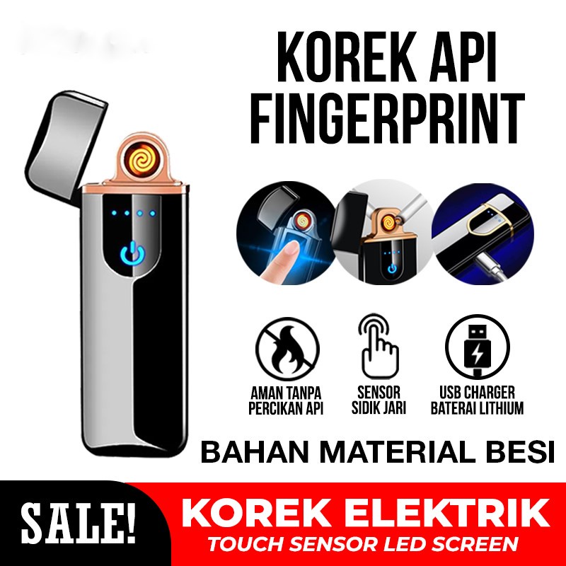 Korek Api Elektrik Fingerprint Touch Sensor - JL168 - Black