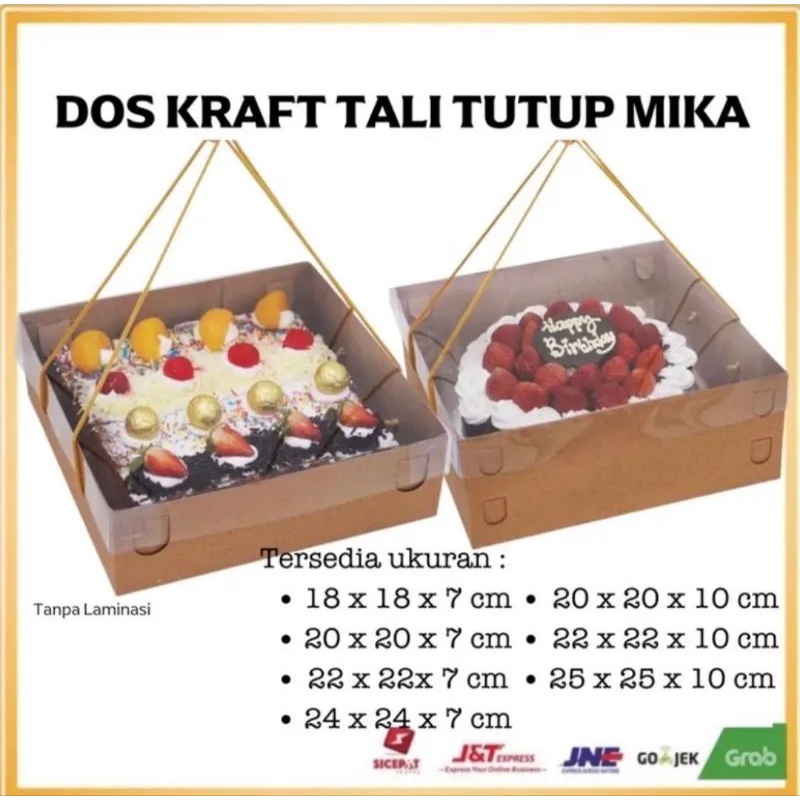 

Dos KRAFT TALI TUTUP MIKA Tinggi 7CM10CM Kardus Box Kotak Hampers Kue