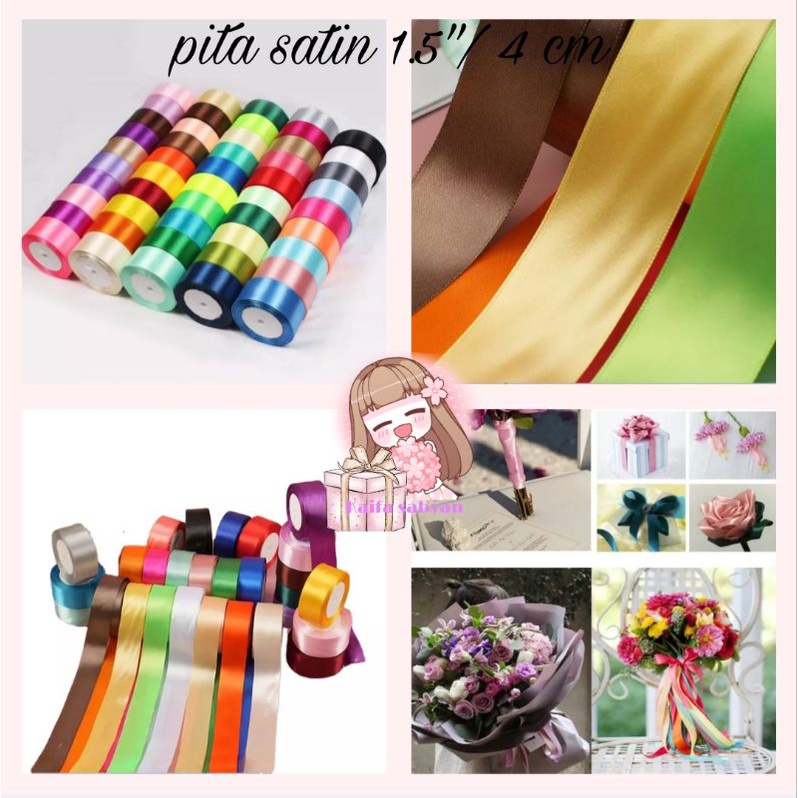 

PITA SATIN POLOS 1.5 INCH / 4 CM PITA KADO 1 1/2 INCH HIASAN SOUVENIR 1 ROLL