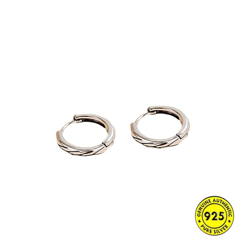 Anting S925 Alloy Perak Pria Sinomenium Acutum Earrings U1188