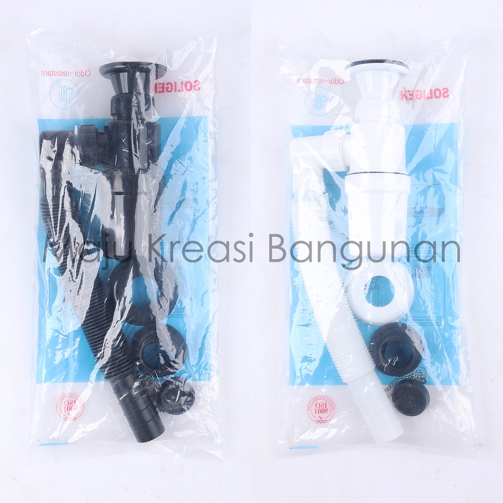 Sifon Botol Fleksibel PVC Soligen D1W D1B Selang Pembuangan Wastafel Flexible Tarik Afur D1 W B