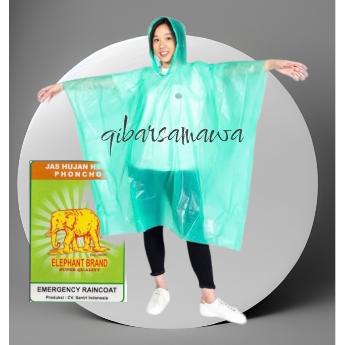 Jas hujan HDPE Plastik Lengan Panjang Elephant Brand Emergency Raincoat