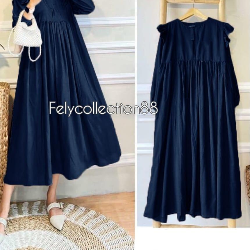 Isyana Midi Dress / Gamis Wanita Terbaru / Kekinian / Casual Dress Murah / Fashion Muslim