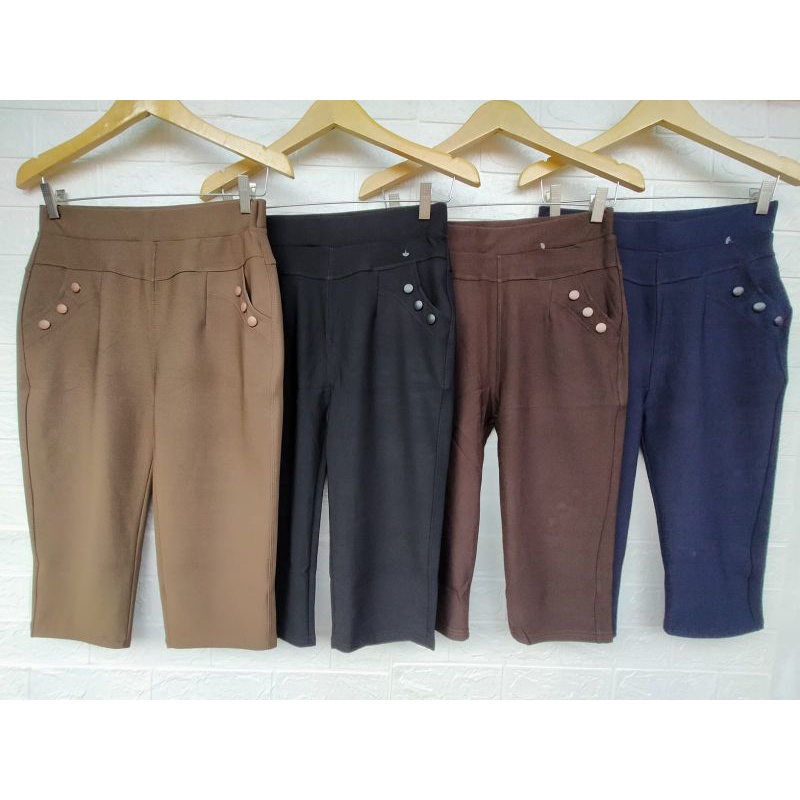 CELANA POLOS 7/8 WANITA BAHAN MELAR JUMBO