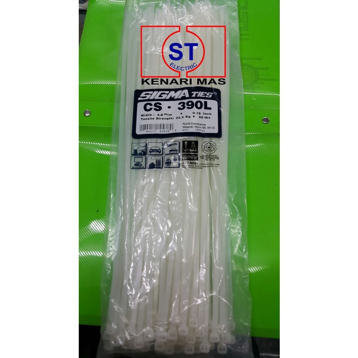 

TERBAIK Kabel Ties / Kabel Tis / Cable Tie CS 390 L Putih 40 cm SIGMA Code 1833