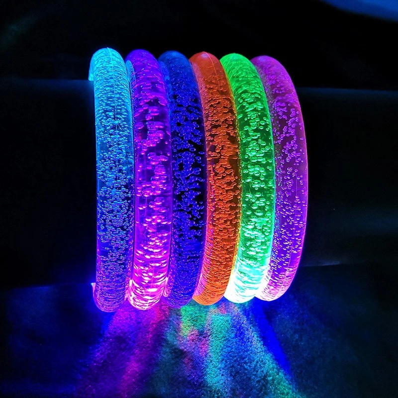 Gelang Pesta Menyala Kedip Nyala LED/ Warna Acak Glow In The Dark Neon Bangle Neon Fluorescence/Koncer Warna Warni Bercahaya Bercahaya