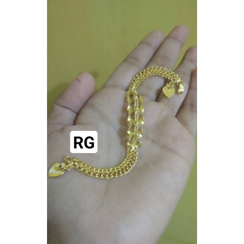 gelang belut cucut plat ulir sepuhan emas24k replika