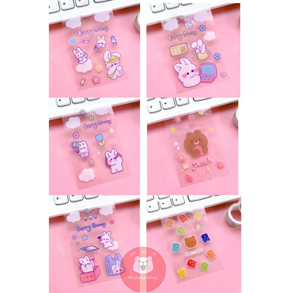 

Stiker Lucu Anti Air Transparan Binatang Bear Kelinci karakter Kartun Cute Imut Stiker DIY Planner Scrapbook