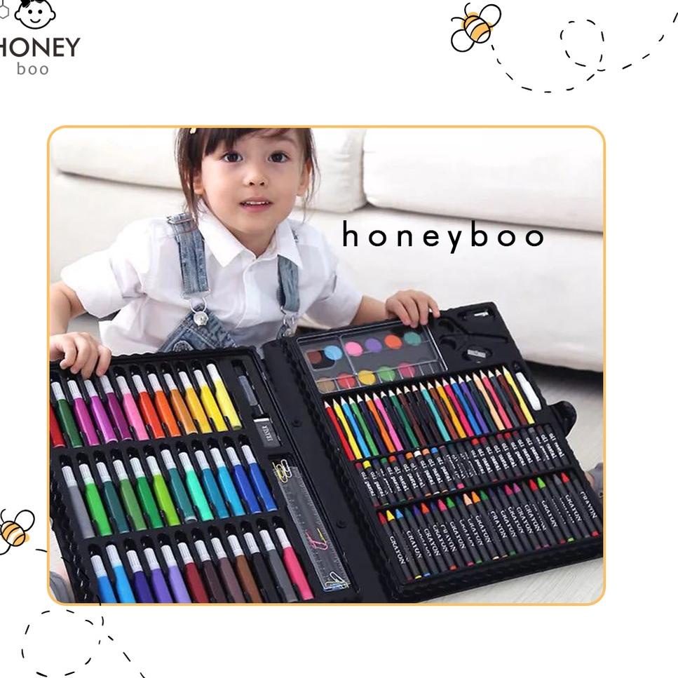 

(T-Y4Y-✔) Honey Boo - Krayon Anak Set Koper 150 in 1 Crayon Full Alat Melukis Mewarnai Set langsung kirim