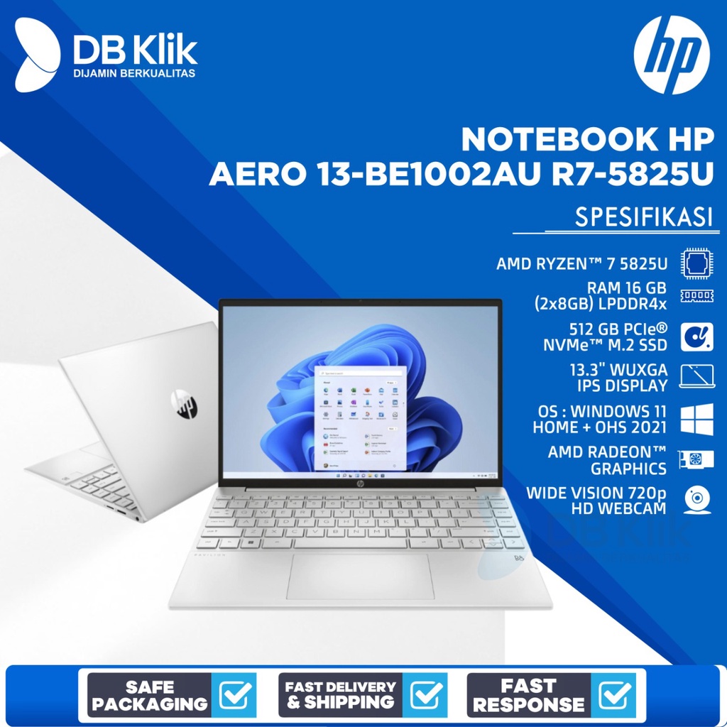 Notebook HP Aero 13-be1002AU AMD R7-5825U 16GB SSD 512GB W11+OHS 13.3&quot;