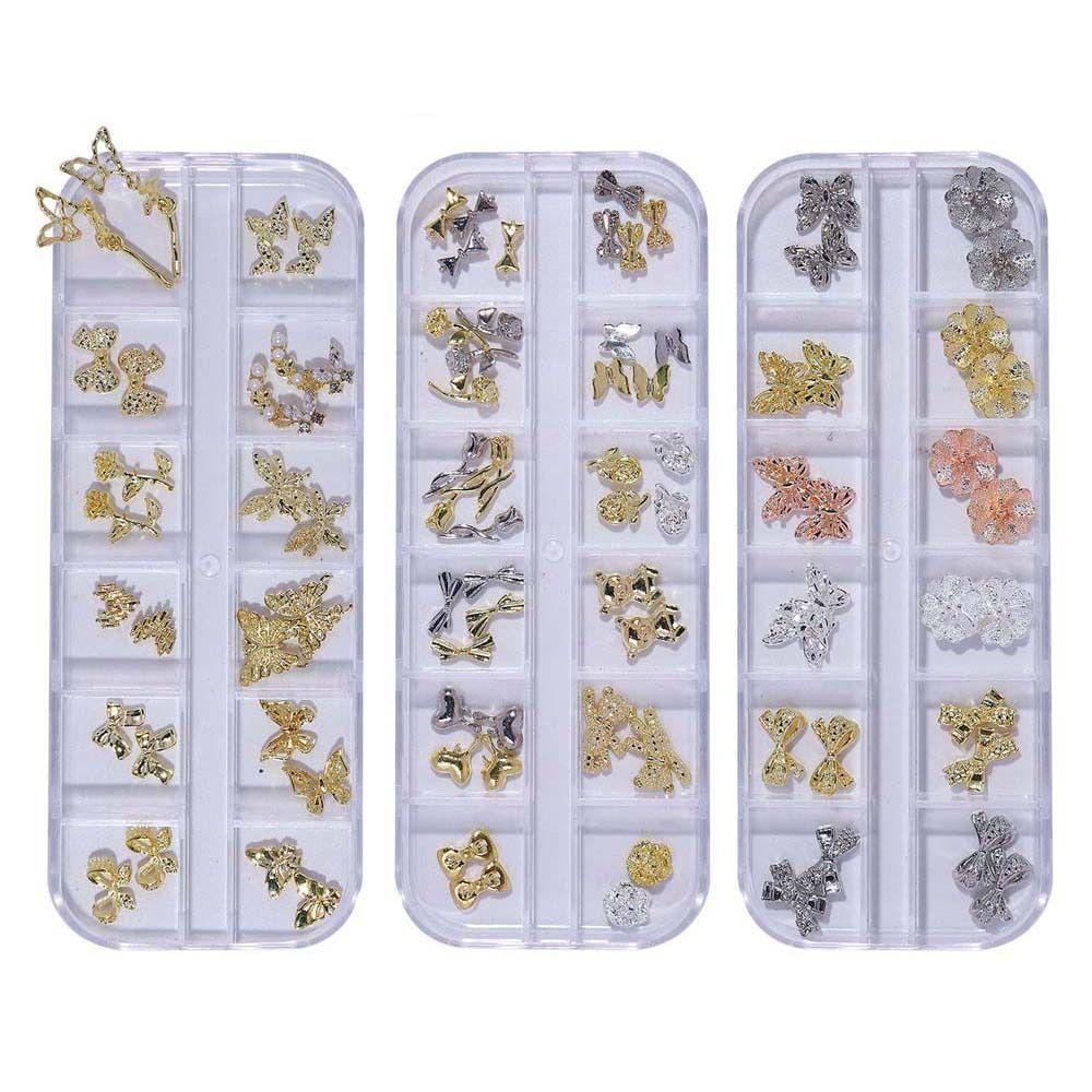 AUGUSTINA Augustina Bow Nail Art Dekorasi Mewah Fashion Ikatan Simpul Manikur Aksesoris Alloy 3D Nail Jewelry