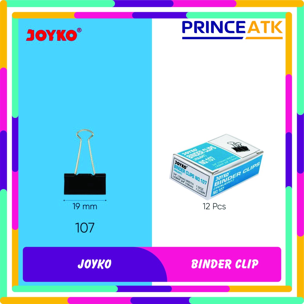 

[12 PCS] JOYKO BINDER CLIP / PENJEPIT KERTAS JOYKO HITAM NOMOR 107