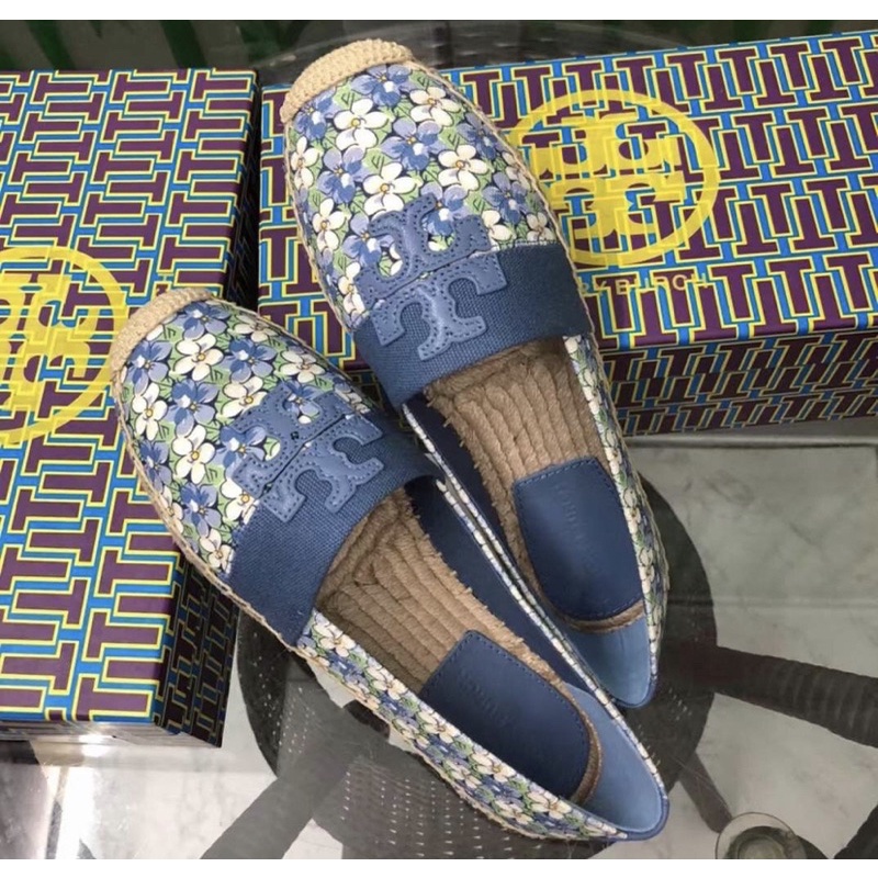 Tory Burch Espadrilles Shoes Flower Blue