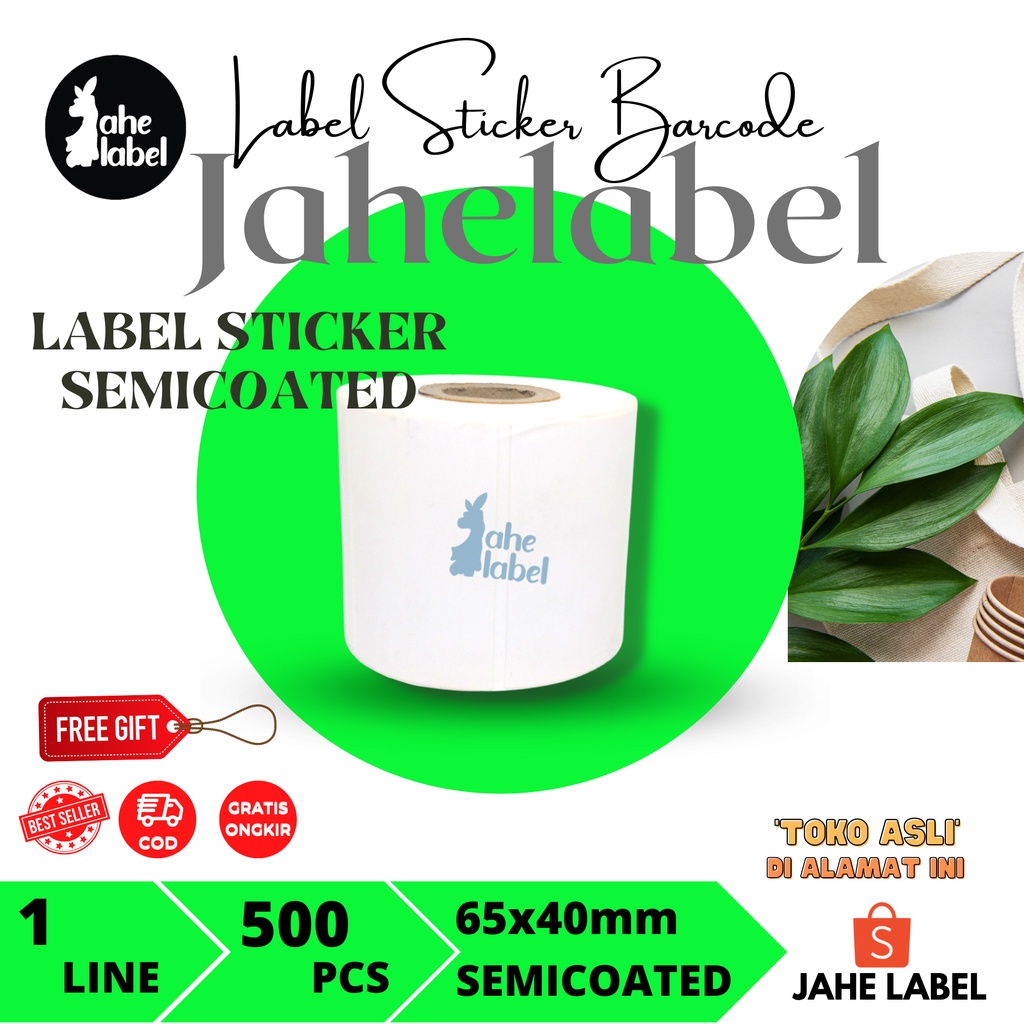 

LABEL BARCODE SEMICOATED 65X40 MM