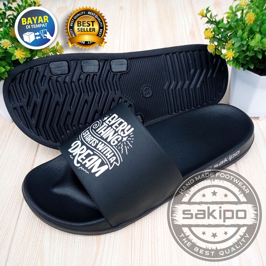 PROMO 1.1 MANTUL SALE !! SANDAL DISTRO KEREN KEKINIAN PRIA DEWASA REMAJA SLIDE HITAM TRENDI KEKINIAN RINGAN NYAMAN DIPAKAI / SAKIPO