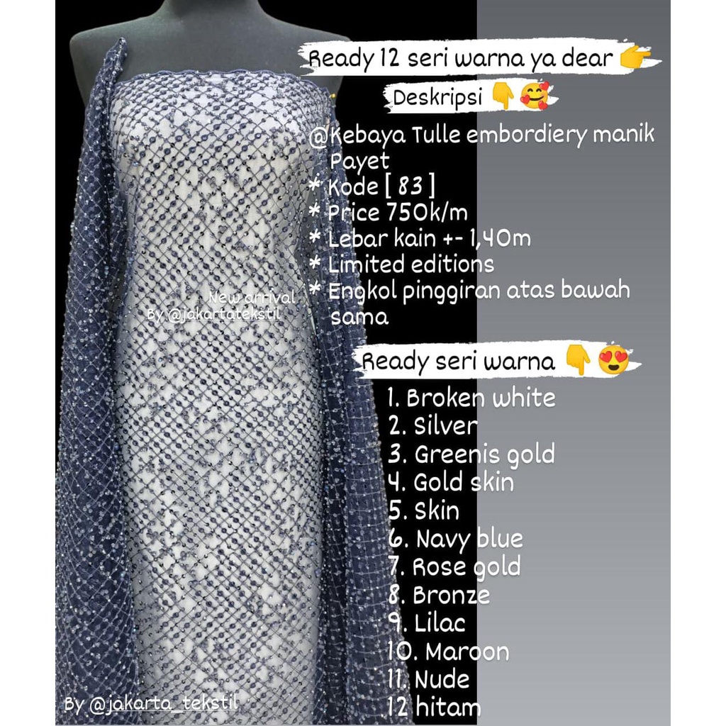 [ 83 ] Kebaya Tulle Embordiery Manik Payet