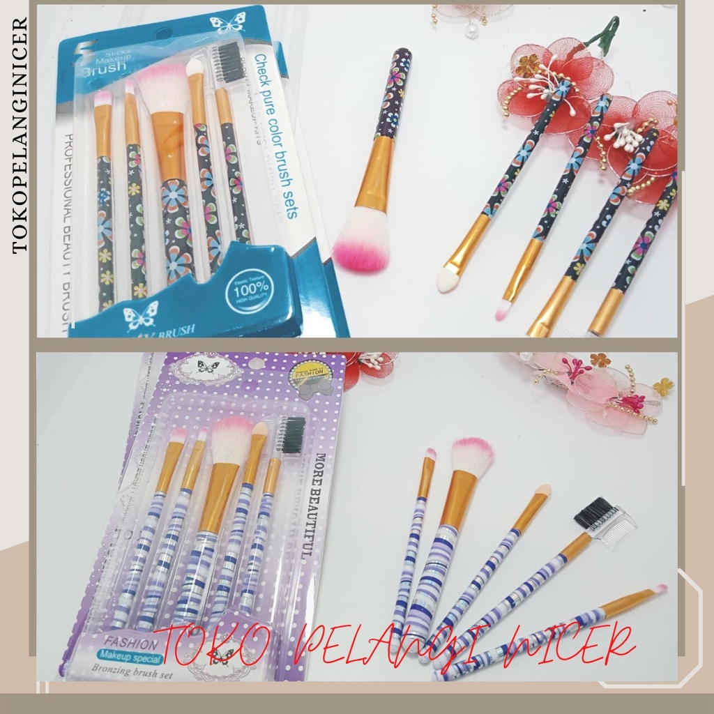 Set Kuas Make Up- Set Brush Make up - Kuas Murah Isi 5 Pcs Tokopelanginicer