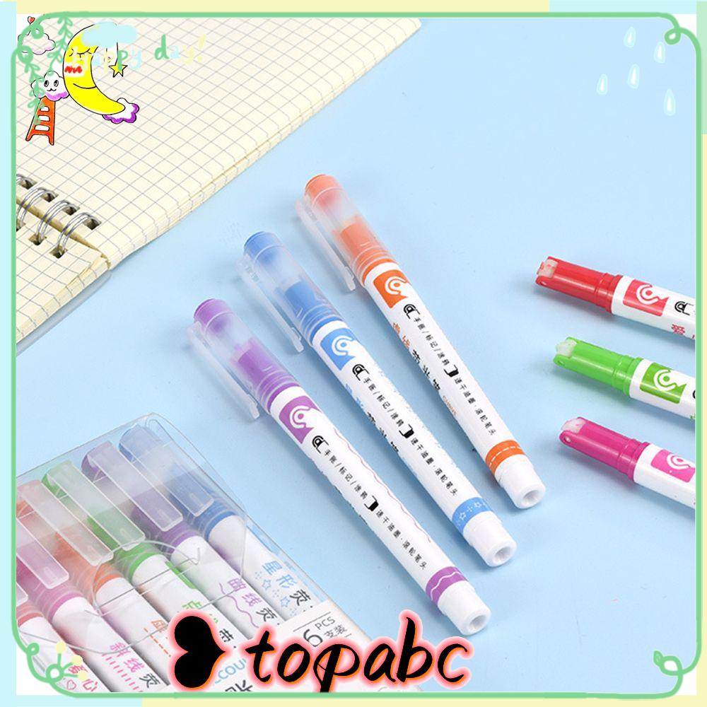 Top 6Pcs Curve Stabilo Pen Alat Gambar Graffiti Curve Line Flower-Berbentuk Stabilo Terintegrasi Warna