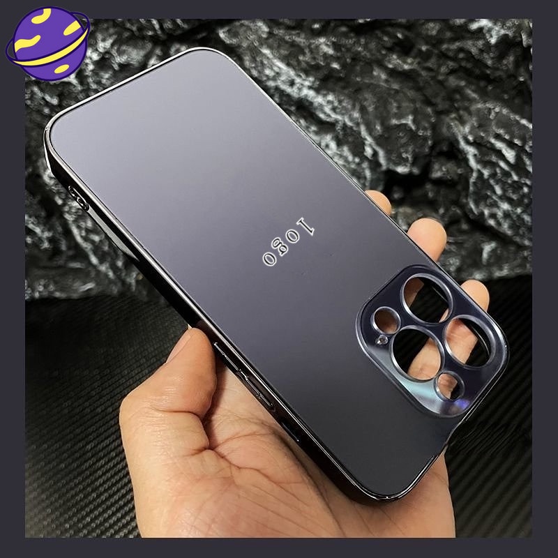 IPHONE High-end Bisnis Electroplated Dark Purple Case Untuk Iphone14 11 13 12 Pro Max Casing Pelindung 14plus Jatuh-Bukti Minimalis Penutup Belakang