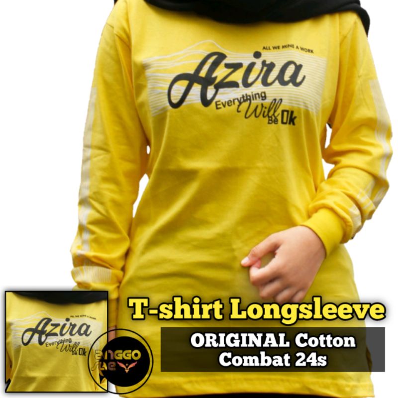 T-shirt Longsleev Kaos Atasan Wanita Tangan Panjang Kuning Original Cotton Combat 24s anggosae size M-xxxL Jumbo