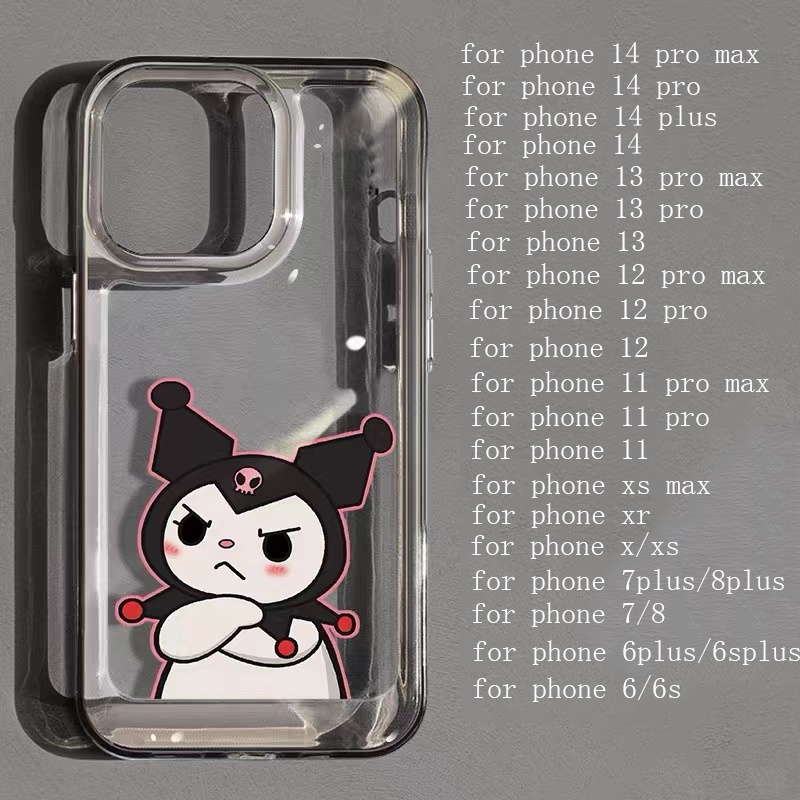 Angry Kuromi Casing Ponsel Transparan Lembut Kompatibel Untuk IPhone 14 13 12 11 Pro XS Max X XR 78 6 6S Plus Casing Shockproof TPU Cover