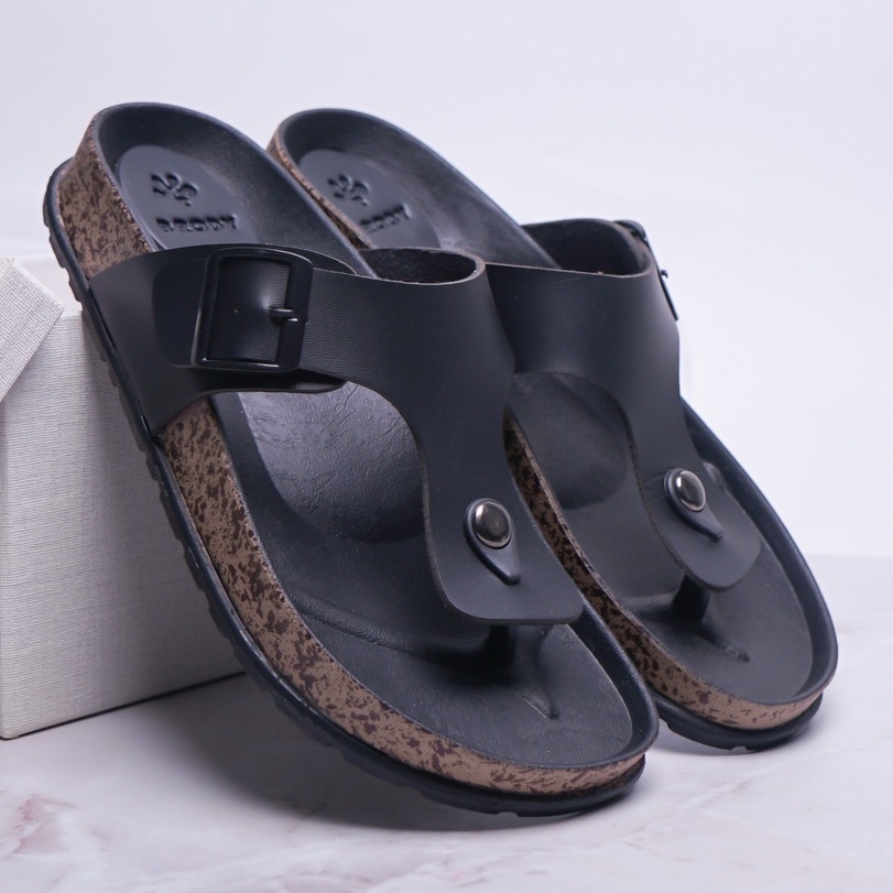 SARASARA YUK - Sandal Pria Jepit Casual Model Puyuh Birken BRODY BOXER ALL COLOR Sendal Laki laki japit Gesper Kasual Kulit Rumahan Size 38 39 40 41 42 43 Ori Original Cowok Warna Hitam Black Brown Cokelat Mocca Terbaru Premium Ori Mall Official Store