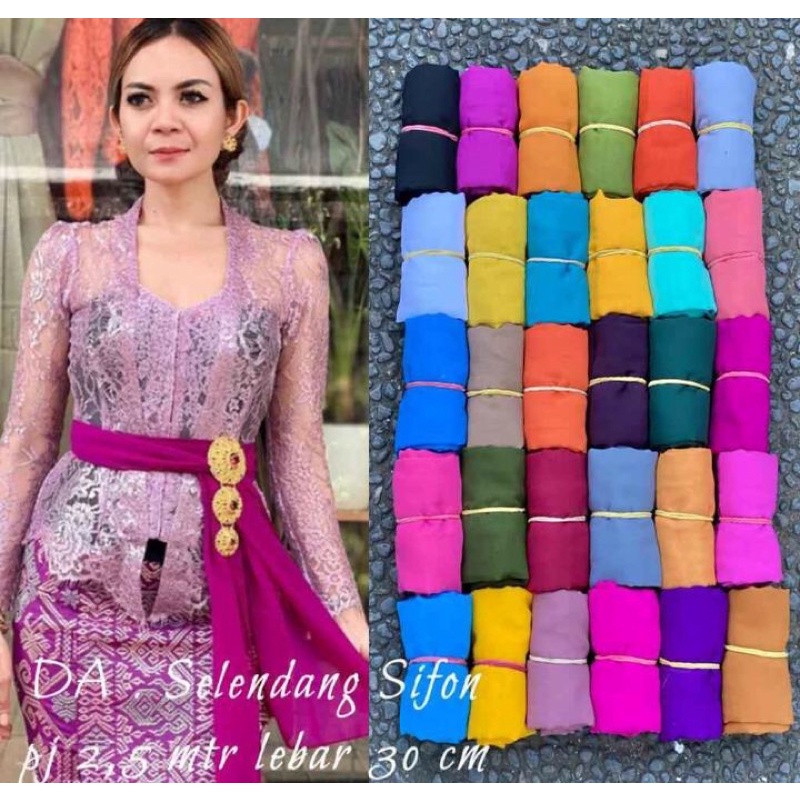 Selendang sifon panjang 2.4 meter// selendang bali// selendang polos