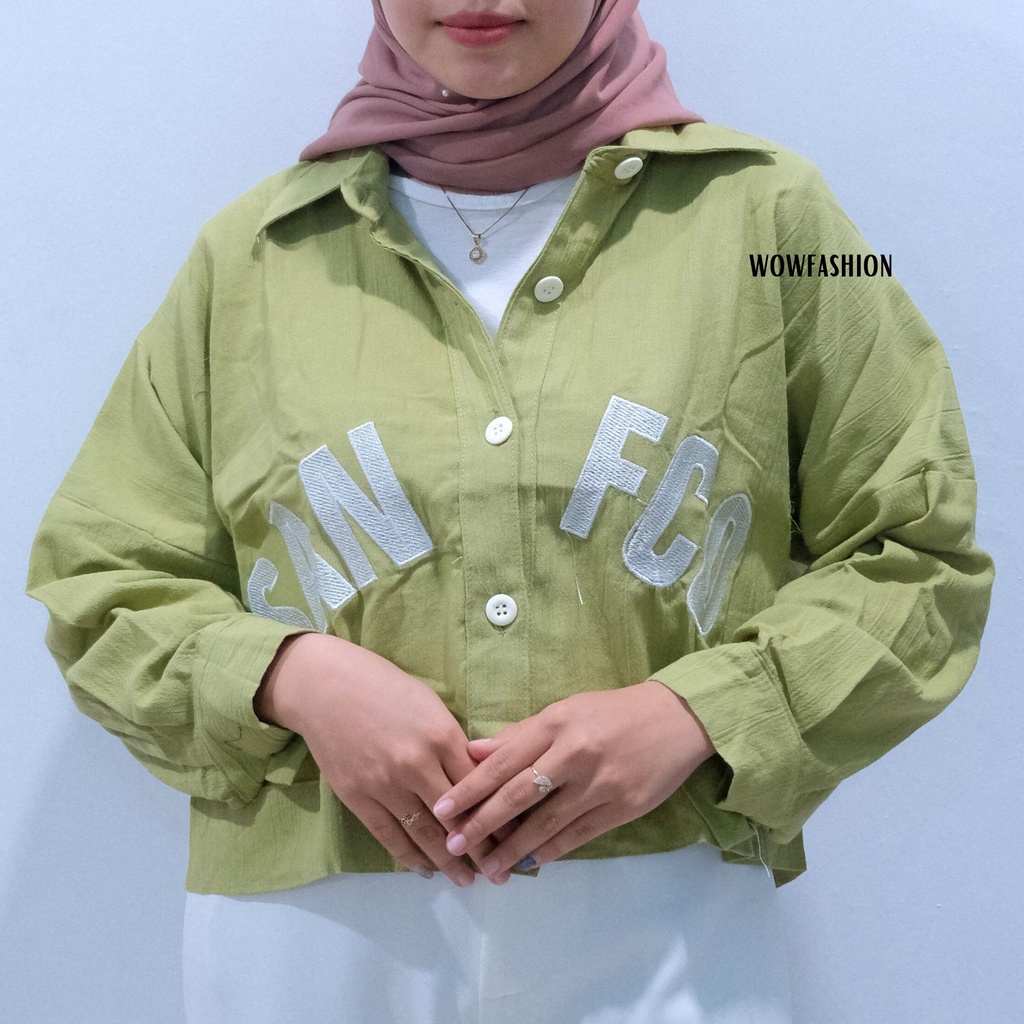 WOW-Aletha Kemeja Crop - Kemeja Bordir - Atasan Wanita