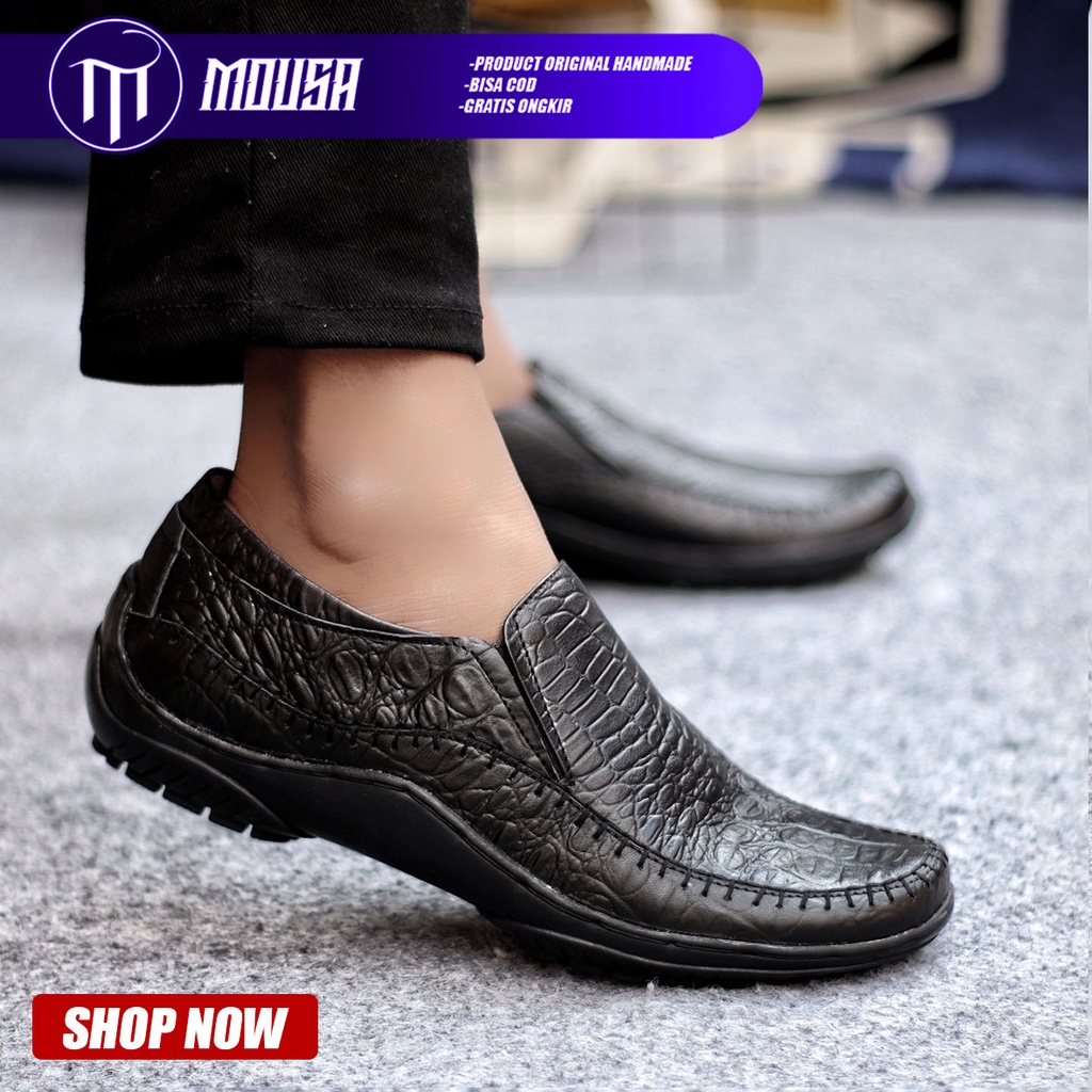 Sepatu Formal Pria Pantofel Kulit Asli Mousa Croco