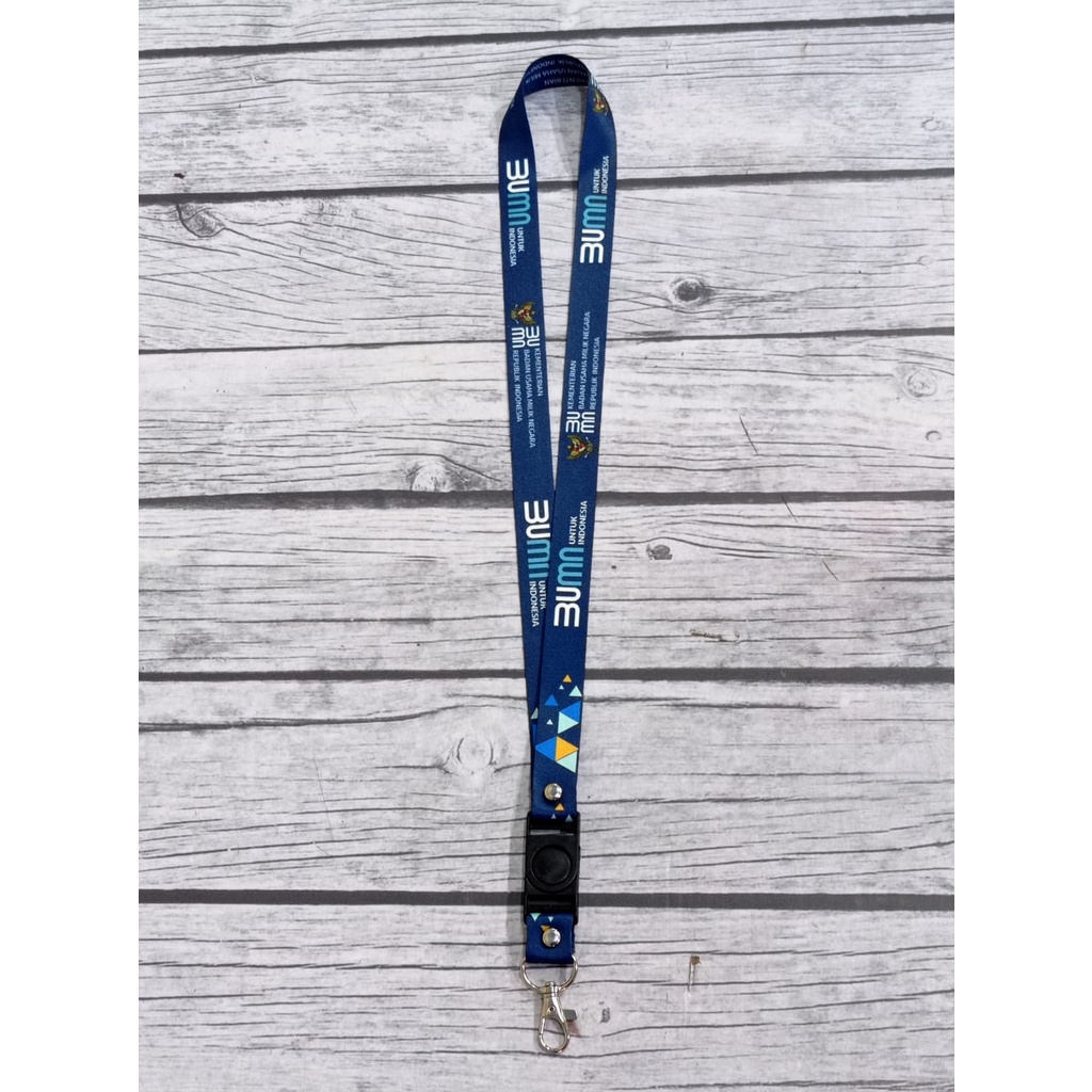 

Lanyard logo BUMN biru Garuda full printing custom 2sisi merchandise kantor/Lanyard Murah Pandawatali PTS