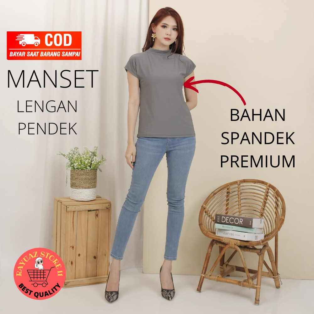 Manset Baju WanitaTurtleneck Lengan Pendek Standard Bahan Sepandek Premium