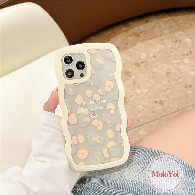 Ins Case Motif Leopard Kompatibel Untuk iPhone 6 6s 8 7 Plus 11 12 14 13 Pro Max XR 14Plus X XS Max SE 2020fashion Wavy Edge Soft TPU Cover