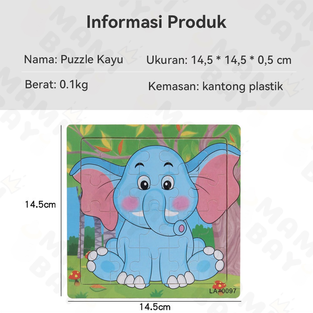 Mamibayi Puzzle kayu hewan/Mainan kayu edukasi anak